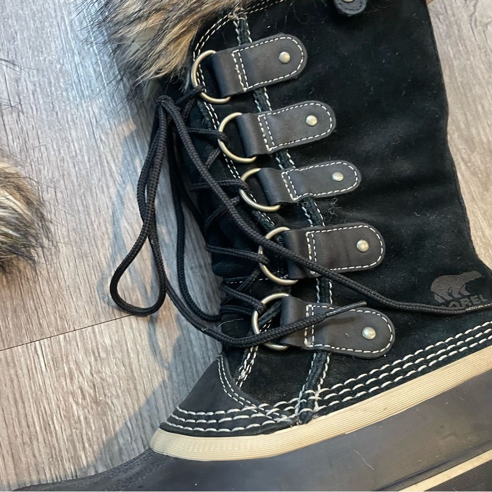 SOREL Joan of Arctic Quarry Black Waterproof Suede Winter Snow Boots - Picture 4 of 11